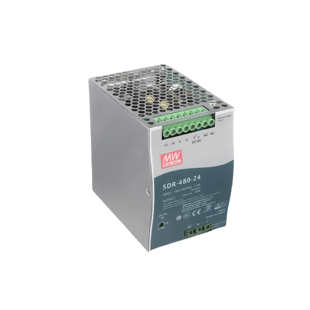SDR-480-24  480W 單組輸出工業(yè)用 DIN 導(dǎo)軌型有 PFC 功能電源
